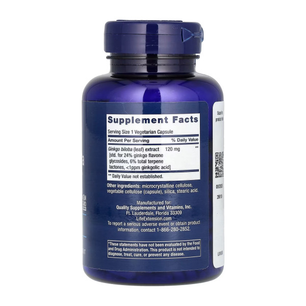 Сертифікований екстракт гінкго білоба™ 120 мг - 365 капсул Ginkgo Biloba Certified Extract™ 120mg - 365 vcaps