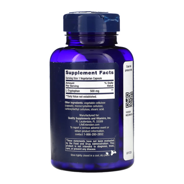 L-триптофан 500 мг - 90 вегетаріанських капсул L-Tryptophan 500mg - 90 vcaps