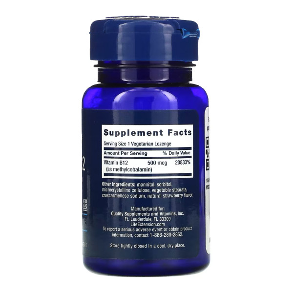 Вітамін B12 Life Extension (Vitamin B12) 500 мкг 100 льодяників Вітамін B12 Life Extension (Vitamin B12) 500 мкг 100 льодяників