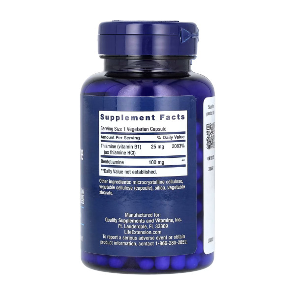 Бенфотіамін з тіаміном 100 мг - 120 капсул Benfotiamine with Thiamine 100 mg - 120 vcaps