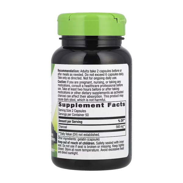  Активоване вугілля - 100 капсул   Activated Charcoal - 100 caps