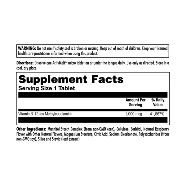 B-12 Метилкобаламін 1000 мкг - 90 таблеток Малина B-12 Methylcobalamin 1000 mcg - 90 tabs Raspberry