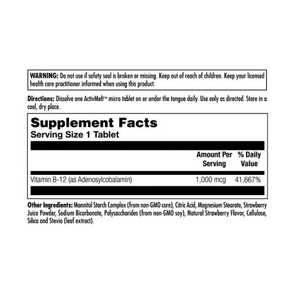 B12 Аденозилкобаламін 1000 мкг - 90 таблеток B12 Adenosylcobalamin 1000mcg - 90 tabs