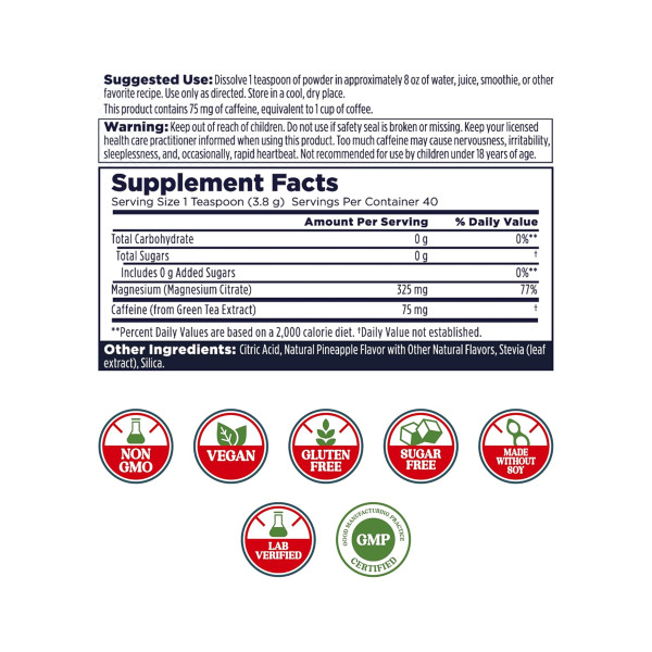 Енергетичний магнієвий порошок - 153 г Ананас Energy Magnesium Powder - 153g Pineapple