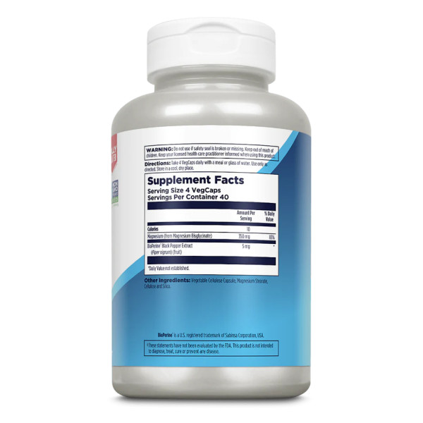 Гліцинат магнію 350 - 160 рослинних капсул Magnesium Glycinate 350 - 160 veg caps