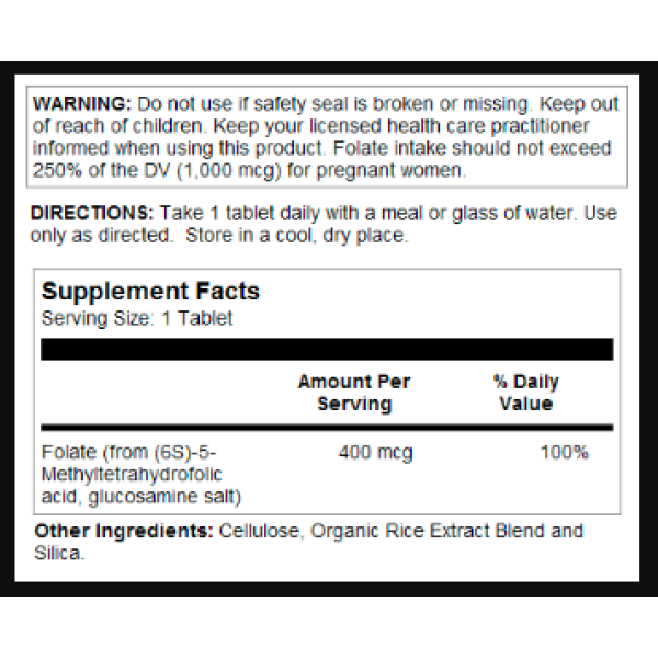 Methyl Folate 400mcg - 90 tabs