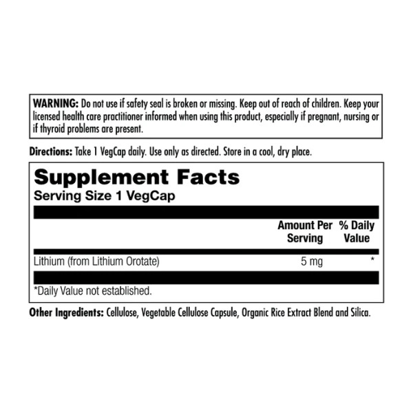 Літію оротат 5 мг - 60 капсул Lithium Orotate 5mg - 60 vcaps