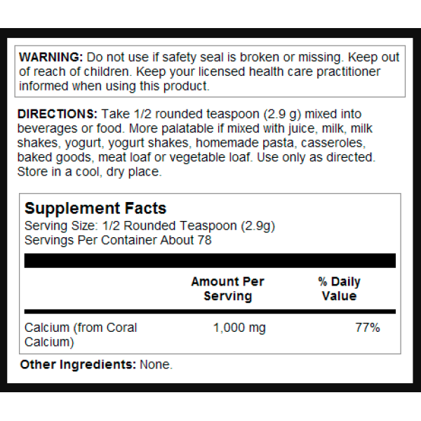 Порошок коралового кальцію 1000 мг - 8 унцій Coral Calcium Powder 1000mg - 8oz