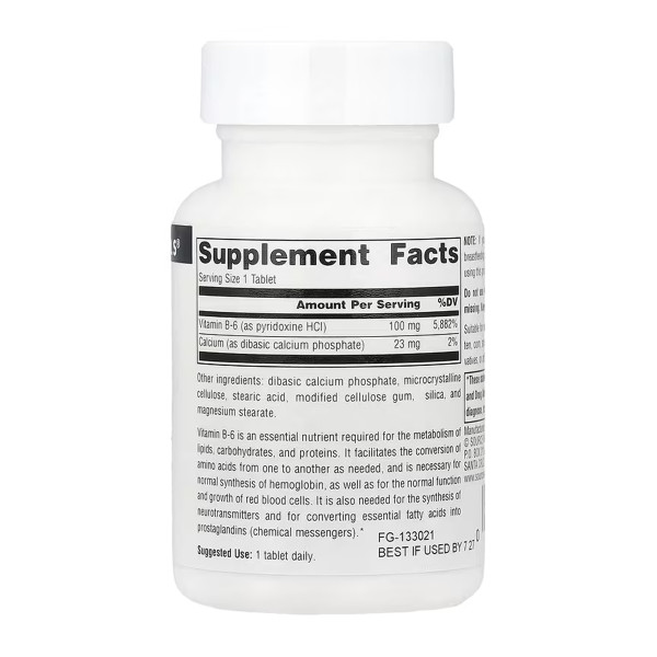 Vitamin B-6 100 mg - 100 tabs  Vitamin B-6 100 mg - 100 tabs