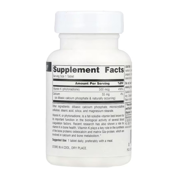 Vitamin K 500 mcg - 100 tabs  Vitamin K 500 mcg - 100 tabs