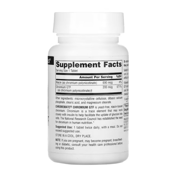 ChromeMate® Chromium GTF 200 mcg, Yeast Free - 240 tabs  ChromeMate® Chromium GTF 200 mcg, Yeast Free - 240 tabs