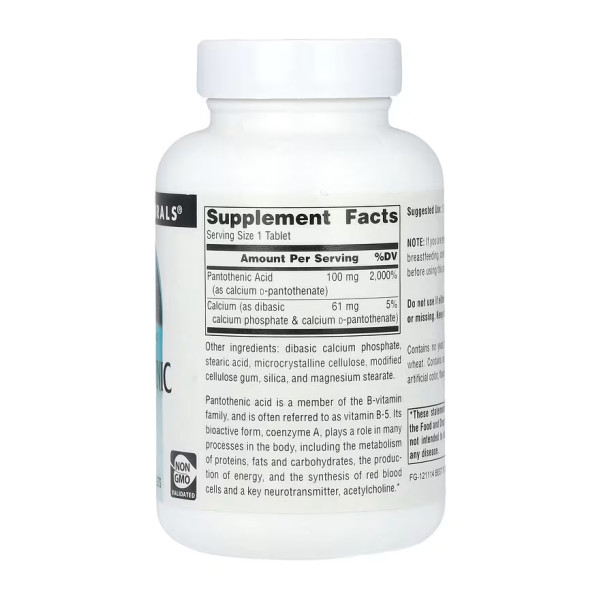 Pantothenic Acid 100 mg - 250 tabs  Pantothenic Acid 100 mg - 250 tabs