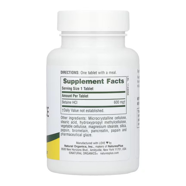 Betaine Hydrochloride 600mg - 90 tabs