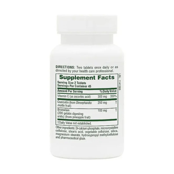 Кверцетин + вітамін С Бромелайн - 90 таблеток Quercetin + VIT C Bromelain - 90 tabs