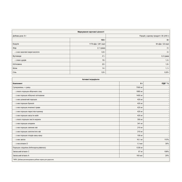 Супер зелений комплекс - 240 г без квітів                  Super Green Complex - 240g Unflowered
