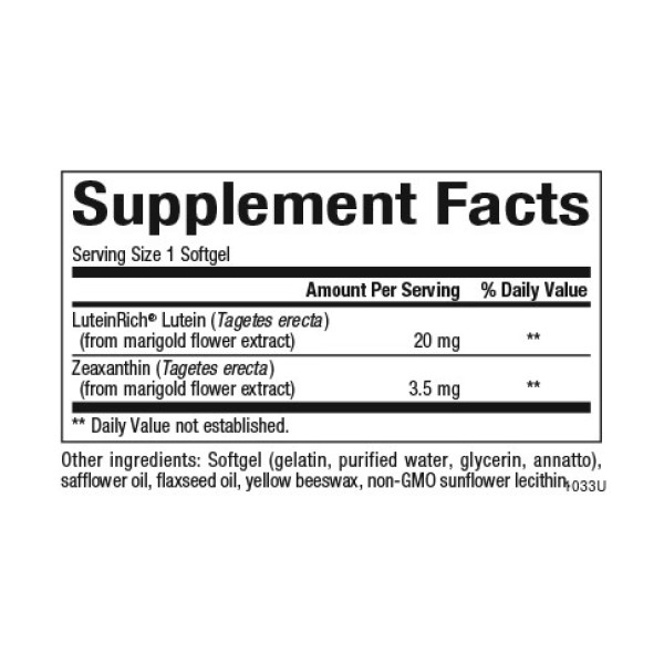 Лютеїн 20 мг - 60 м'яких капсул    Lutein 20mg - 60 softgels