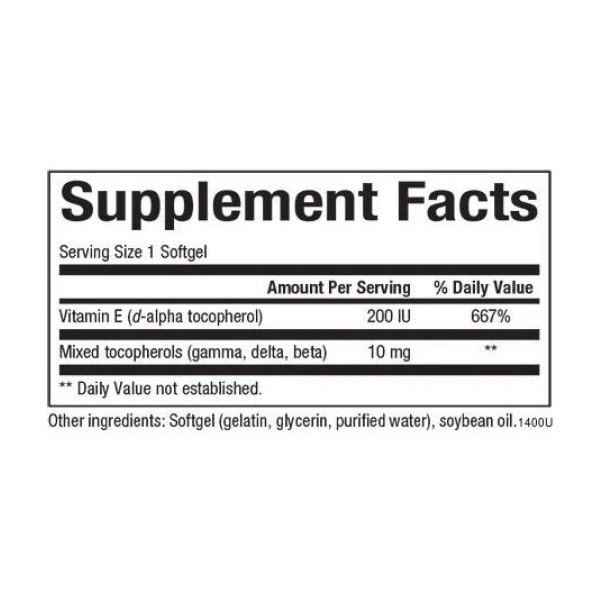 Змішаний вітамін E 134 мг (200 МО) - 90 м'яких капсул    Mixed Vitamin E 134 mg (200 IU) - 90 softgels