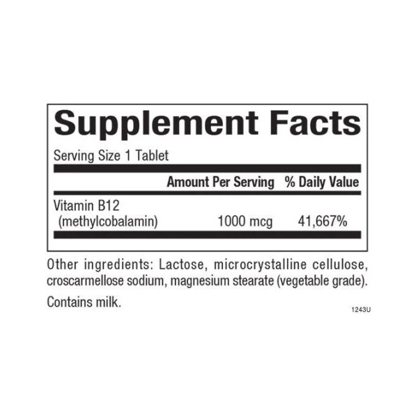 B12 Метилкобаламін 1000 мкг - 90 таблеток     B12 Methylcobalamin 1000 mcg - 90 tabs