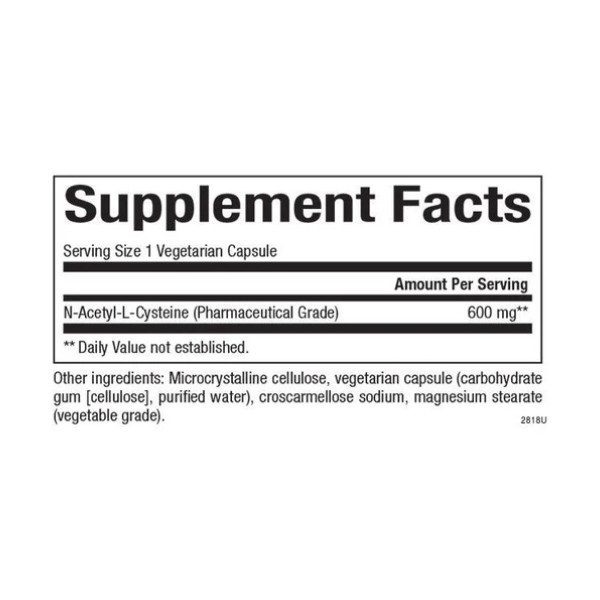 N-ацетил-L-цистеїнова амінокислота 600 мг - 60 капсул    N-Acetyl-L-Cysteine Amino Acid 600mg - 60 vcaps