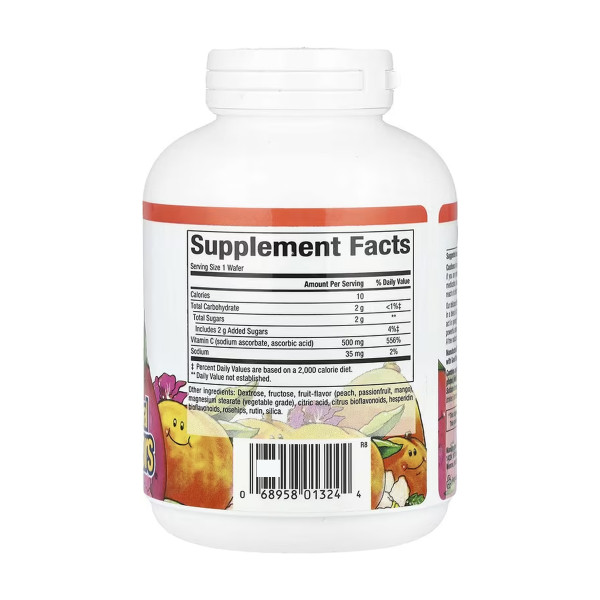  Вітамін С 500 мг - 90 жувальних вафель Персик, маракуйя та манго  Vitamin C 500 mg - 90 Chewable Wafers Peach Passion Fruit and Mango