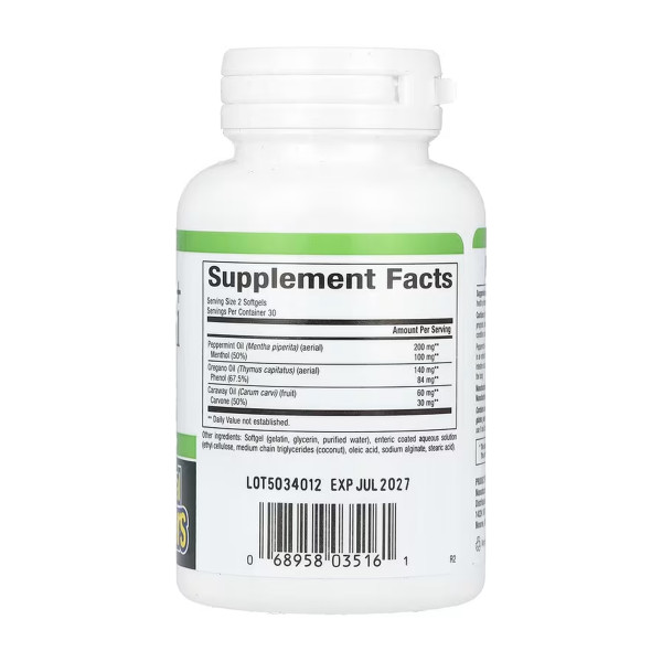 Комплекс олії перцевої м'яти та орегано - 60 м'яких капсул    Peppermint+Oregano Oil Complex - 60 softgels