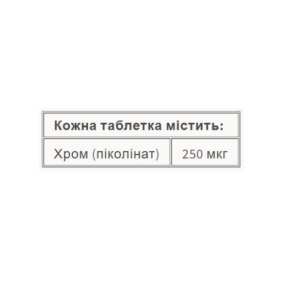 Піколінат хрому 250 мкг - 90 таблеток    Chromium Picolinate 250mcg - 90 tabs