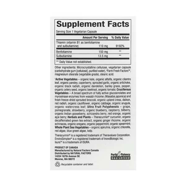 Біокоензимований бенфотіамін - 30 капсул   BioCoenzymated Benfotiamine - 30 caps