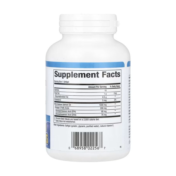  Олія дикого лосося з Аляски 1000 мг - 90 м'яких капсул   Wild Alaskan Salmon Oil 1000mg - 90 softgels