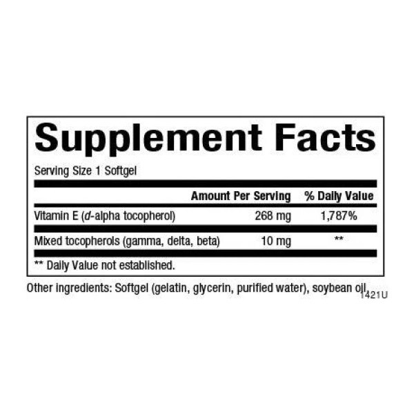 Змішаний вітамін E 268 мг (400 МО) - 90 м'яких капсул     Mixed Vitamin E 268 mg (400 IU) - 90 softgels