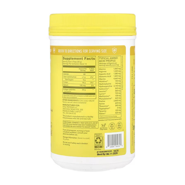 Vital Proteins, Collagen Peptides Lemon, Колагенові пептиди, 313 г Collagen Peptides - 313g Lemon