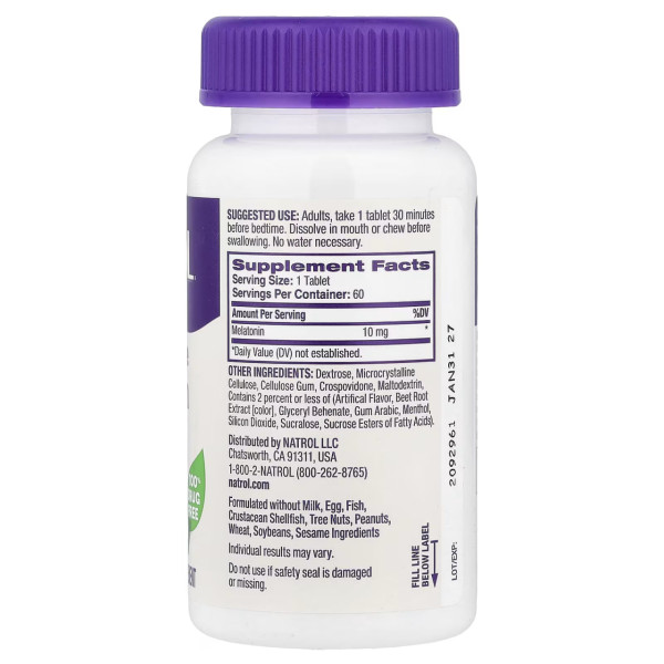   Швидкорозчинний мелатонін 10 мг - 60 таблеток  Fast Dissolve Melatonin 10mg - 60 tabs