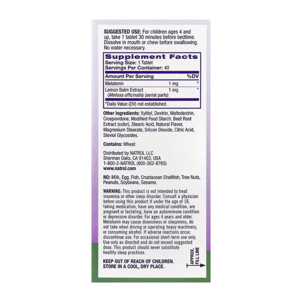   Дитячий мелатонін 1 мг - 40 таблеток    Kids Melatonin 1mg - 40 tabs
