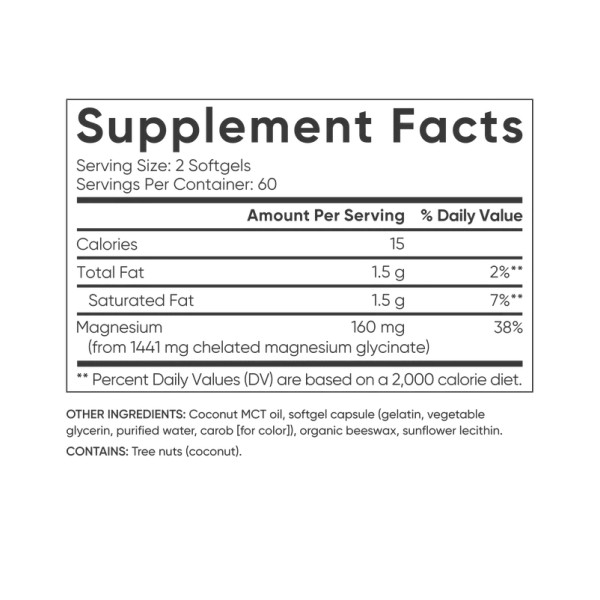 Magnesium Glycinate 160mg - 120 softgels  Magnesium Glycinate 160mg - 120 softgels