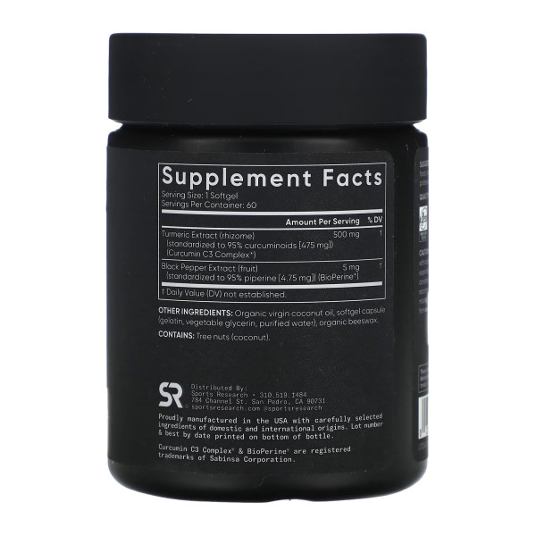 Turmeric Curcumin C3 Complex 500mg - 60 softgels  Turmeric Curcumin C3 Complex 500mg - 60 softgels