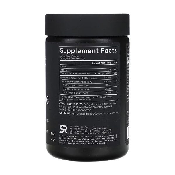 Omega-3 Fish Oil Alask Omega 1250mg + D3 2500IU - 120 softgels  Omega-3 Fish Oil Alask Omega 1250mg + D3 2500IU - 120 softgels