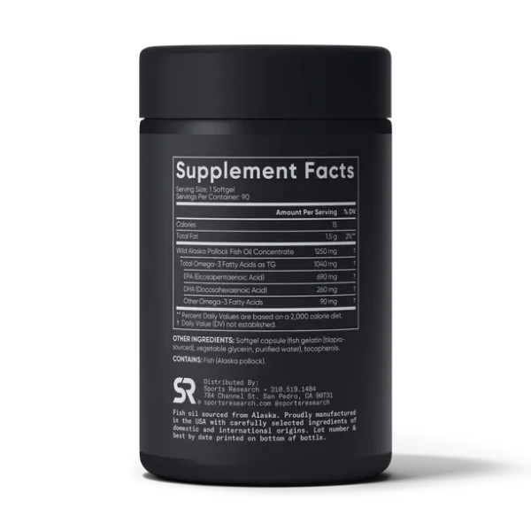 Omega-3 Fish Oil Alaska Pollock 1250mg - 90 softgels (Пошкоджена банка)