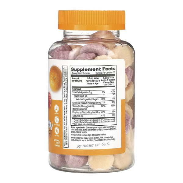 Кальцій + Вітамін D для дітей - 60 жувальних цукерок Calcium + Vitamin D Kids - 60 gummies