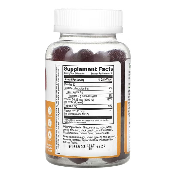 Вітамін D3 + K2 Дорослий - 60 гумок Vitamin D3 + K2 Adult - 60 gummies