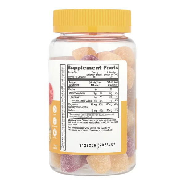 Магнію цитрат дит. 60 жувальних пастилок Magnesium Citrate Kids - 60 gummies (Пошкоджена етикетка)