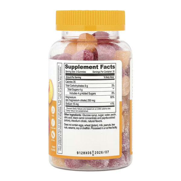 Цитрат магнію 250 мг для дорослих - 90 жувальних цукерок Magnesium Citrate 250mg Adult - 90 gummies
